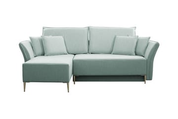 Staffin 3-sits Vänster Hörnbäddsoffa 140x200 cm med Förvaring i Tyg - Grön - Möbler - Vardagsrum - Bäddsoffor