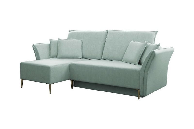 Staffin 3-sits Vänster Hörnbäddsoffa 140x200 cm med Förvaring i Tyg, Grön