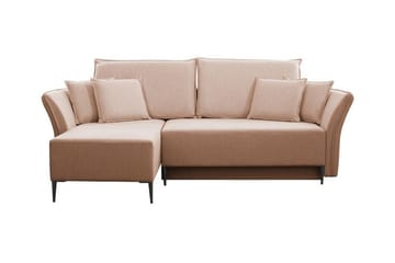 Staffin 3-sits Vänster Hörnbäddsoffa 140x200 cm med Förvaring i Tyg - Rosa - Möbler - Vardagsrum - Bäddsoffor