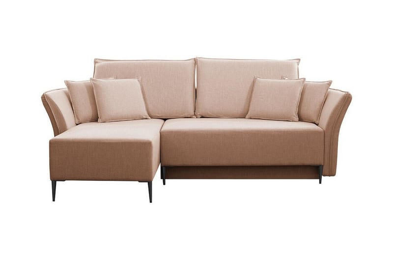 Staffin 3-sits Vänster Hörnbäddsoffa 140x200 cm med Förvaring i Tyg - Rosa - Möbler - Vardagsrum - Bäddsoffor