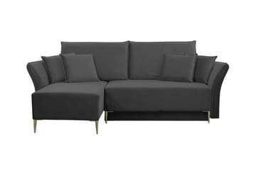 Staffin 3-sits Vänster Hörnbäddsoffa med Divan 140x200 cm i Sammet - Grå - Möbler - Vardagsrum - Bäddsoffor