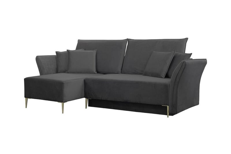 Staffin 3-sits Vänster Hörnbäddsoffa med Divan 140x200 cm i Sammet, Grå