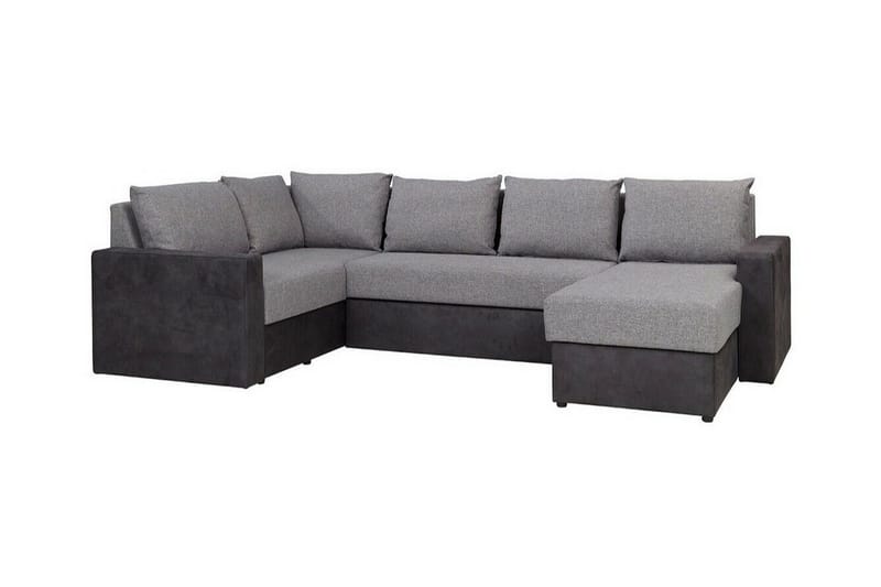 Staffin 4-sits Höger U-formad Hörnbäddsoffa 140x270 cm med Förvaring i Tyg, Grå