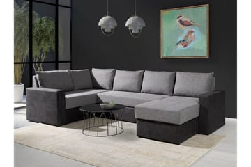 Staffin 4-sits Höger U-formad Hörnbäddsoffa 140x270 cm med Förvaring i Tyg - Grå - Möbler - Vardagsrum - Bäddsoffor - Hörnbäddsoffa