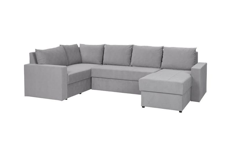 Staffin 4-sits Höger U-formad Hörnbäddsoffa 140x270 cm med Förvaring i Tyg, Ljusgrå