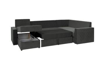 Staffin 4-sits Höger U-formad Hörnbäddsoffa 140x270 cm med Förvaring i Tygklädsel - Mörkgrå - Möbler - Vardagsrum - Bäddsoffor - Hörnbäddsoffa