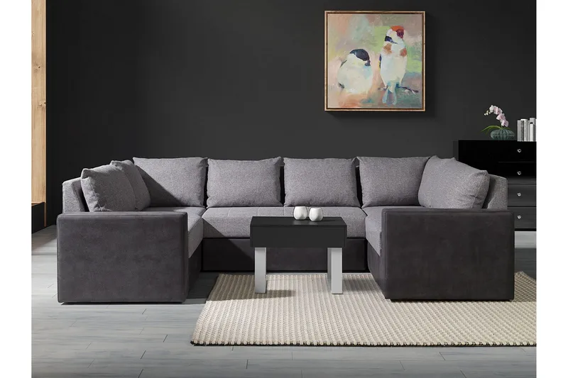Staffin 4-sits Hörnbäddsoffa Light grey/Dark grey - Möbler - Vardagsrum - Bäddsoffor - Hörnbäddsoffa