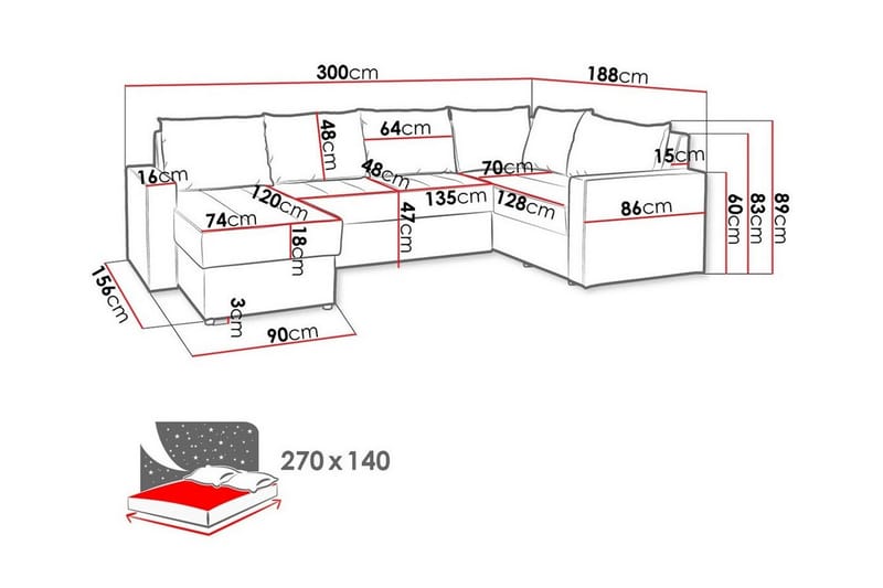 Staffin 4-sits Hörnbäddsoffa Ljusgrå - Möbler - Vardagsrum - Bäddsoffor - Hörnbäddsoffa