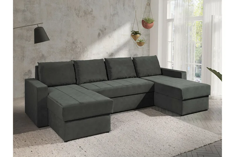 Staffin 4-sits Hörnbäddsoffa NO_BRAND Dark grey - Möbler - Vardagsrum - Bäddsoffor - U bäddsoffa