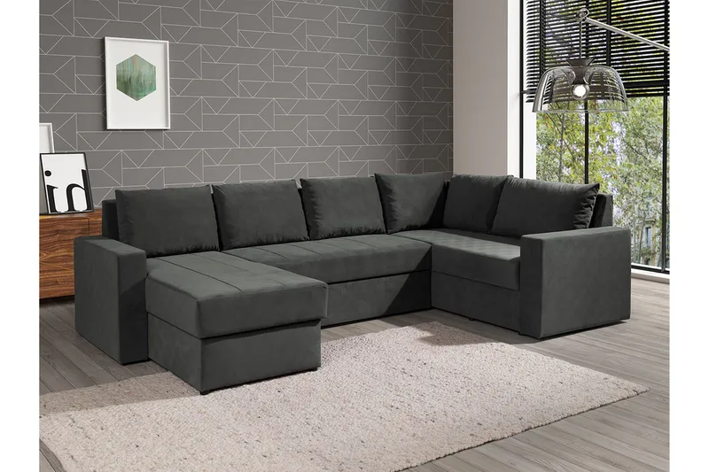 Staffin 4-sits Hörnbäddsoffa NO_BRAND Dark grey - Möbler - Vardagsrum - Bäddsoffor - Hörnbäddsoffa