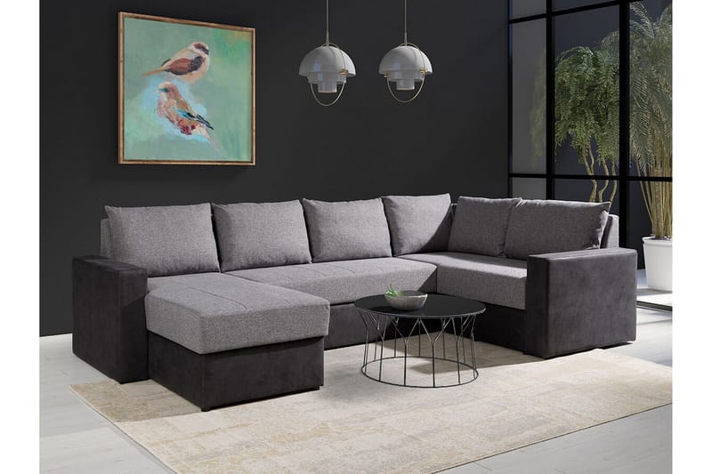 Staffin 4-sits Hörnbäddsoffa NO_BRAND Dark grey/Light grey - Möbler - Vardagsrum - Bäddsoffor - Hörnbäddsoffa