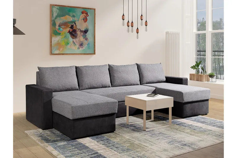 Staffin 4-sits Hörnbäddsoffa NO_BRAND Light grey/Dark grey - Möbler - Vardagsrum - Bäddsoffor - Hörnbäddsoffa