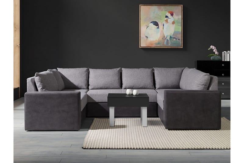 Staffin 4-sits Hörnbäddsoffa NO_BRAND Light grey/Dark grey - Möbler - Vardagsrum - Bäddsoffor - Hörnbäddsoffa