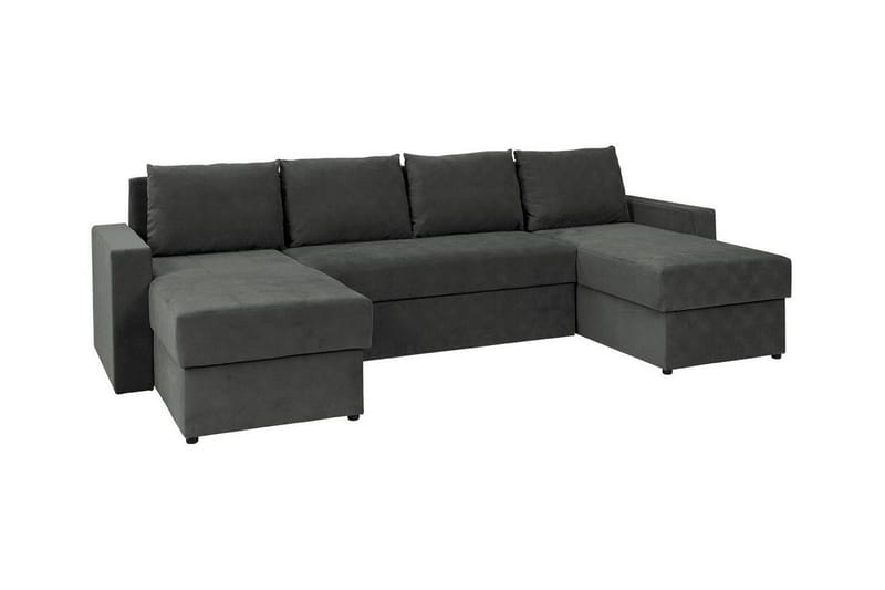Staffin 4-sits U-formad Hörnbäddsoffa 140x283 cm med Förvaring i Tyg, Mörkgrå