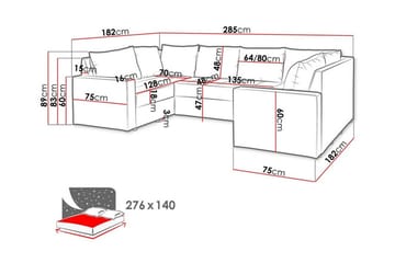Staffin 4-sits U-formad Längsbäddad Hörnbäddsoffa 140x276 cm med Förvaring i Tyg - Grå - Möbler - Vardagsrum - Bäddsoffor - Hörnbäddsoffa