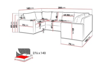 Staffin 4-sits U-formad Längsbäddad Hörnbäddsoffa 140x276 cm med Förvaring i Tyg - Mörkgrå - Möbler - Vardagsrum - Bäddsoffor - Hörnbäddsoffa