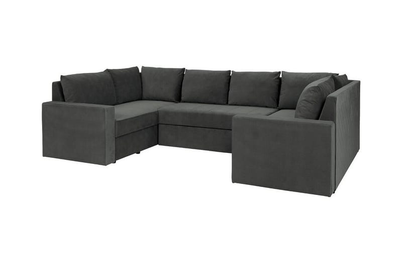 Staffin 4-sits U-formad Längsbäddad Hörnbäddsoffa 140x276 cm med Förvaring i Tyg, Mörkgrå