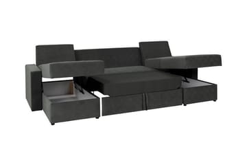 Staffin 4-sits U-formad Längsbäddad Hörnbäddsoffa 140x283 cm med Förvaring i Tyg - Grå - Möbler - Vardagsrum - Bäddsoffor - U bäddsoffa
