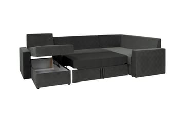 Staffin 4-sits Vänster U-formad Hörnbäddsoffa 140x270 cm med Förvaring i Tyg - Mörkgrå - Möbler - Vardagsrum - Bäddsoffor - Hörnbäddsoffa