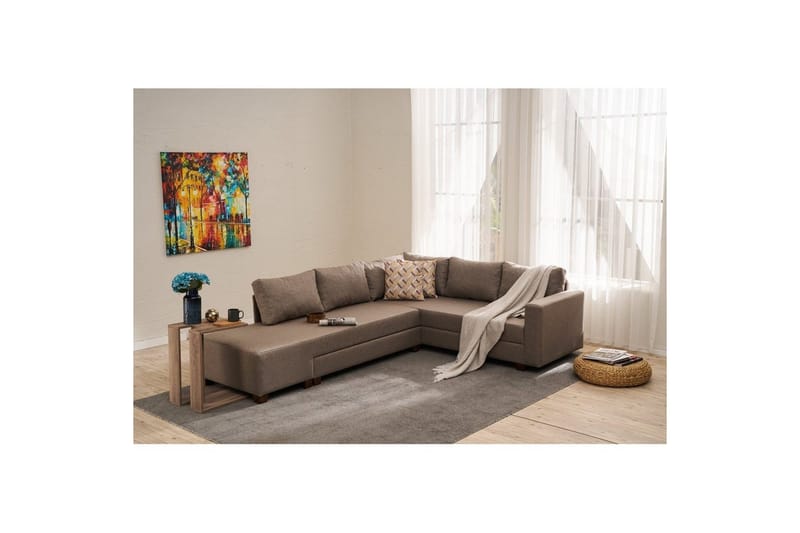 Sufian Hörnbäddsoffa 4-sits - Brun - Möbler - Vardagsrum - Bäddsoffor - Hörnbäddsoffa
