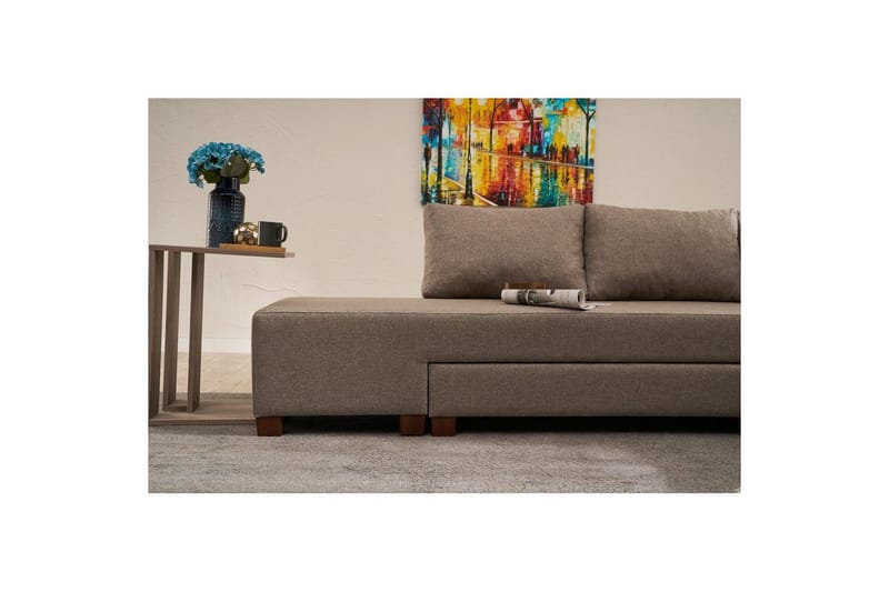 Sufian Hörnbäddsoffa 4-sits - Brun - Möbler - Vardagsrum - Bäddsoffor - Hörnbäddsoffa