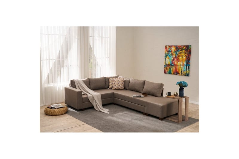 Sufian Hörnbäddsoffa 4-sits - Brun - Möbler - Vardagsrum - Bäddsoffor - Hörnbäddsoffa