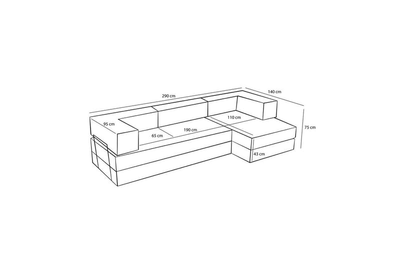 Sufian Hörnbäddsoffa Två Hörn 3-sits - Grå - Möbler - Vardagsrum - Bäddsoffor - Hörnbäddsoffa