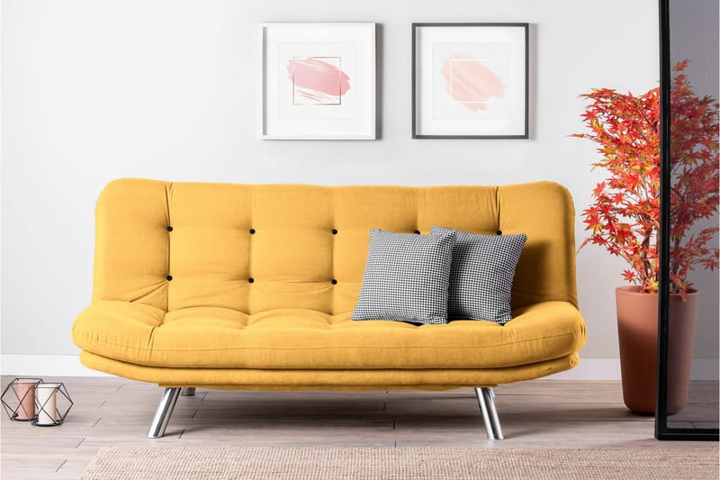 Sugarstown Bäddsoffa 3-sits 200x104 cm Senapsgul - Möbler - Vardagsrum - Bäddsoffor