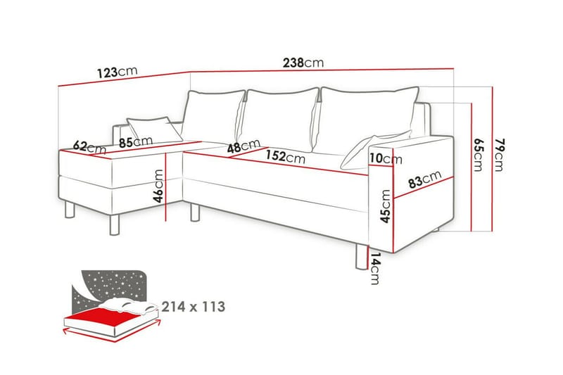 Summerhill 3-sits Hörnbäddsoffa Svart - Möbler - Vardagsrum - Bäddsoffor
