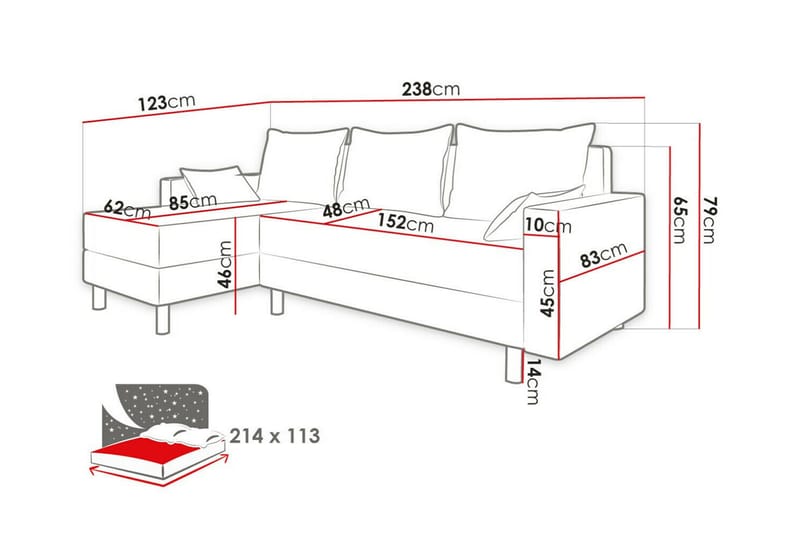 Summerhill 3-sits Hörnbäddsoffa Svart - Hörnbäddsoffa - Bäddsoffor