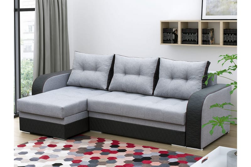 Sydney Divanbäddsoffa 238x140x88 cm LED-belysning - Grå - Möbler - Vardagsrum - Bäddsoffor