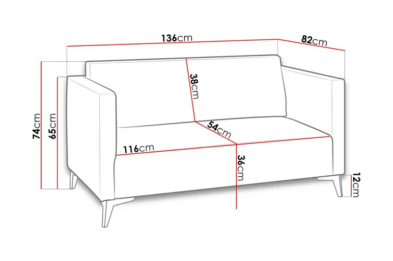 Szafir 2-sits Soffa 82x136 cm - Gul - Möbler - Vardagsrum - Soffor - 2-sits soffor