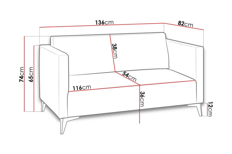 Szafir 2-sits Soffa 82x136 cm - Rosa - Möbler - Vardagsrum - Soffor - 2-sits soffor