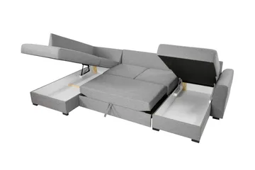 Taberk Bäddsoffa med Divan och Schäslong 4-sits - Beige - Möbler - Vardagsrum - Bäddsoffor - U bäddsoffa