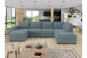 Taberk Bäddsoffa med Divan och Schäslong 4-sits - Grå - Möbler - Vardagsrum - Bäddsoffor - U bäddsoffa
