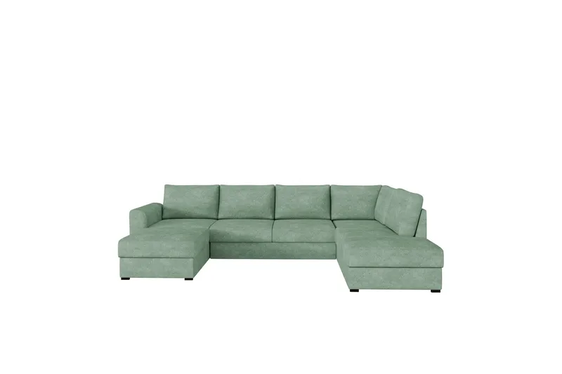 Taberk Bäddsoffa med Divan och Schäslong 4-sits i Bouclé, Grön