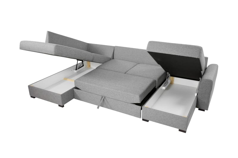 Taberk Bäddsoffa med Divan och Schäslong 4-sits i Bouclé - Grön - Möbler - Vardagsrum - Bäddsoffor - U bäddsoffa