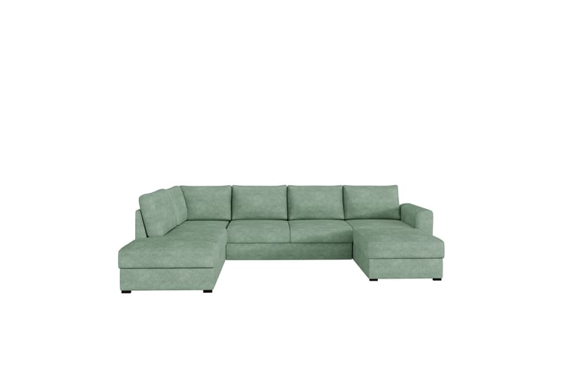 Taberk Bäddsoffa med Divan och Schäslong 4-sits i Bouclé - Grön - Möbler - Vardagsrum - Bäddsoffor - U bäddsoffa