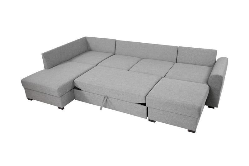Taberk Bäddsoffa med Divan och Schäslong 4-sits i Bouclé - Grön - Möbler - Vardagsrum - Bäddsoffor - U bäddsoffa