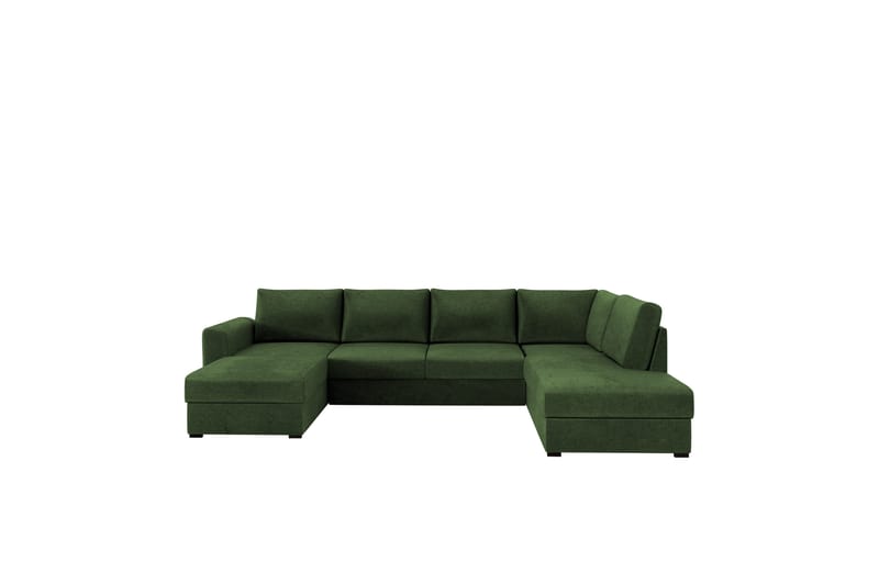 Taberk Bäddsoffa med Divan och Schäslong 4-sits i Chenille - Grön - Möbler - Vardagsrum - Bäddsoffor - U bäddsoffa