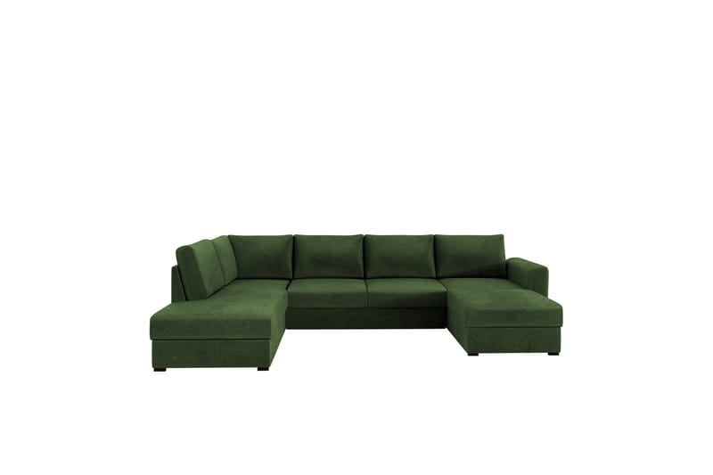 Taberk Bäddsoffa med Divan och Schäslong 4-sits i Chenille - Grön - Möbler - Vardagsrum - Bäddsoffor - U bäddsoffa