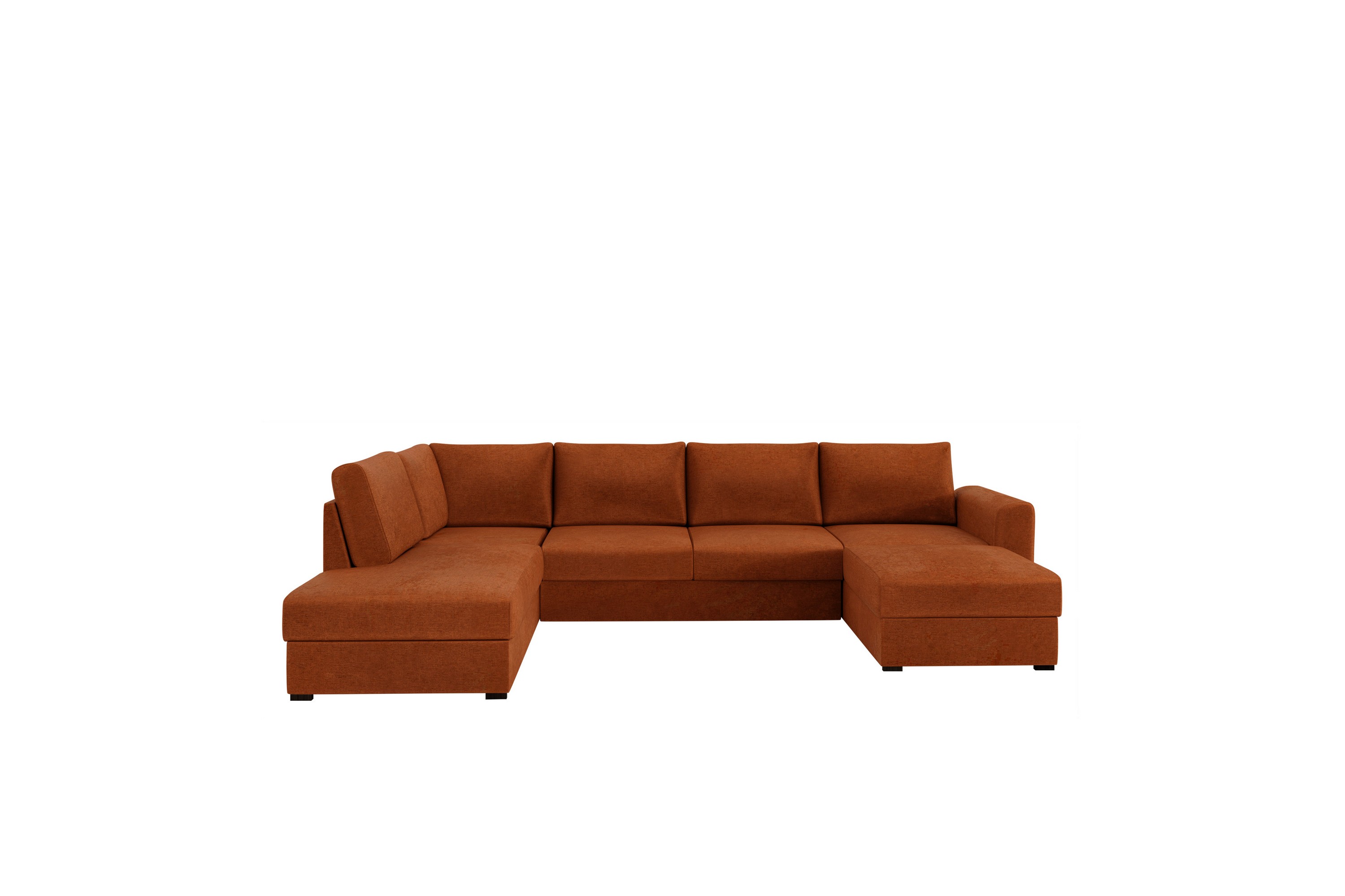 taberk bäddsoffa med divan och schäslong 4-sits i chenille - orange