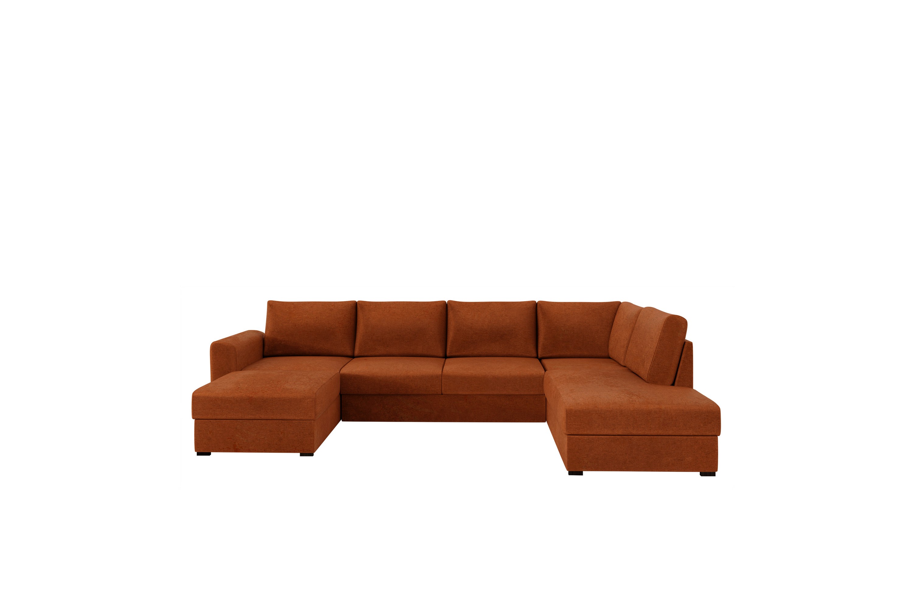 taberk bäddsoffa med divan och schäslong 4-sits i chenille - orange