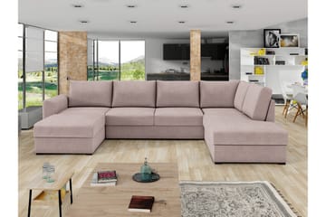 Taberk Bäddsoffa med Divan och Schäslong 4-sits - Rosa - Möbler - Vardagsrum - Bäddsoffor - U bäddsoffa