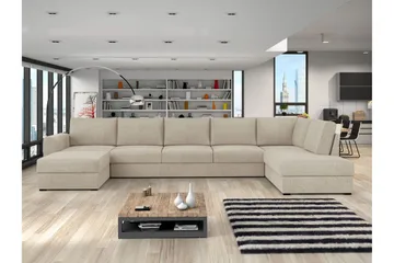 Taberk Bäddsoffa med Divan och Schäslong 5-sits - Beige - Möbler - Vardagsrum - Bäddsoffor - U bäddsoffa