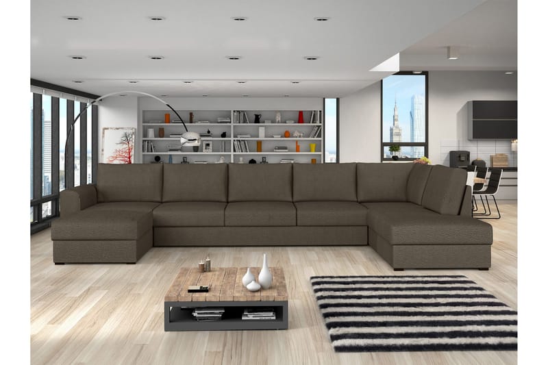 Taberk Bäddsoffa med Divan och Schäslong 5-sits - Brun - Möbler - Vardagsrum - Bäddsoffor - U bäddsoffa