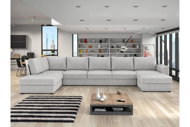 Taberk Bäddsoffa med Divan och Schäslong 5-sits - Grå - Möbler - Vardagsrum - Bäddsoffor - U bäddsoffa