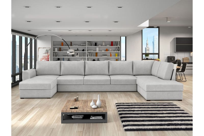 Taberk Bäddsoffa med Divan och Schäslong 5-sits - Grå - Möbler - Vardagsrum - Bäddsoffor - U bäddsoffa