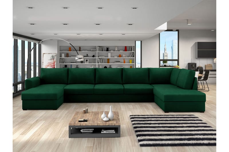 Taberk Bäddsoffa med Divan och Schäslong 5-sits - Grön - Möbler - Vardagsrum - Bäddsoffor - U bäddsoffa