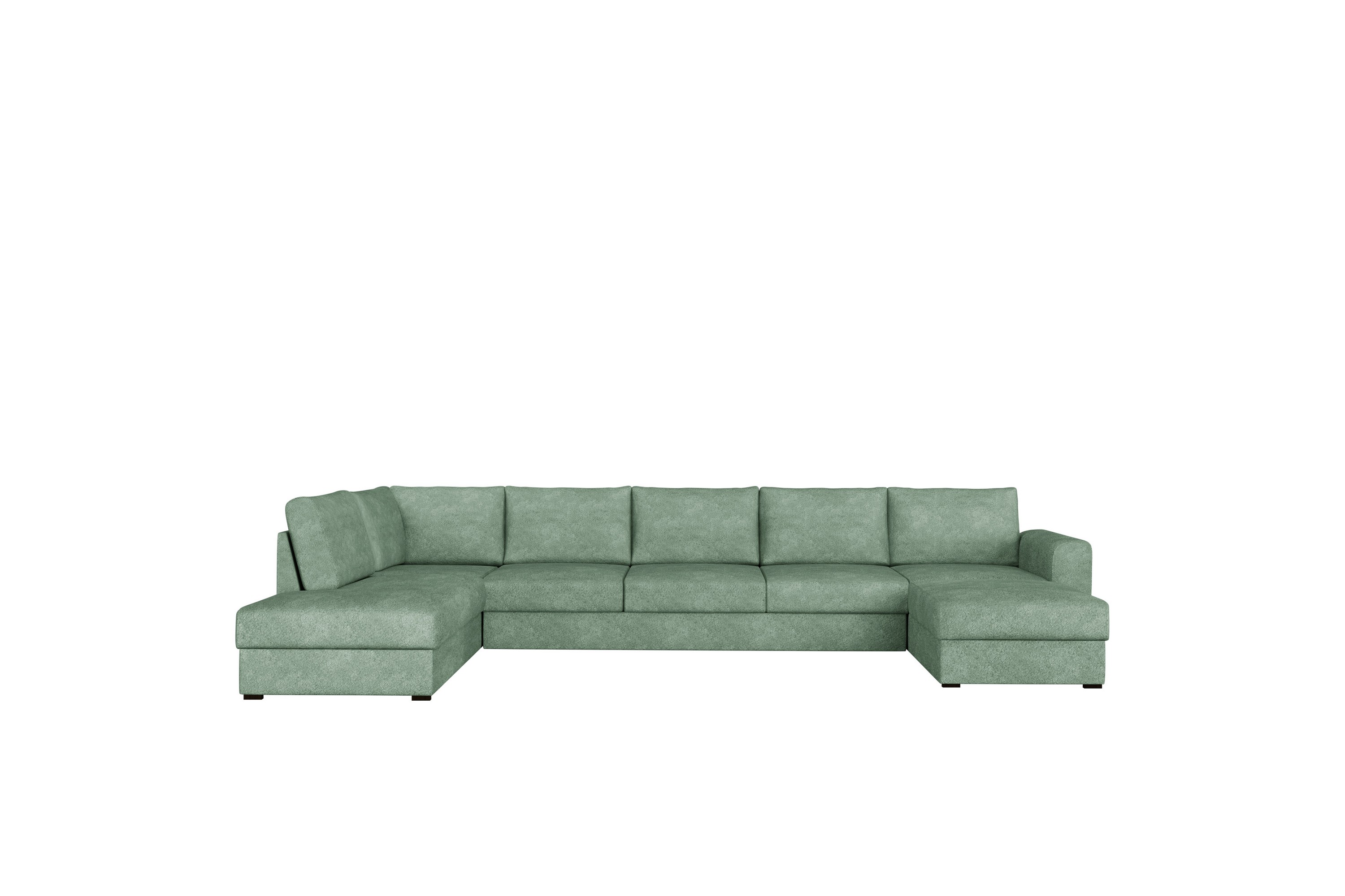 taberk bäddsoffa med divan och schäslong 5-sits i bouclé - grön